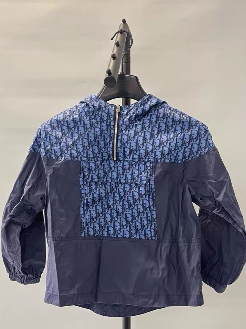Authentic Dior Navy & Light Blue Monogram Kids Hooded Puffer Jacket